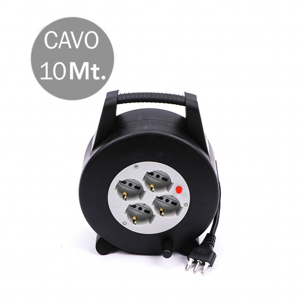 4 Prese Bipasso/Schuko Con Protezione Termica Ripristinabile Cavo Lunghezza 10m 3x1.5mm Con Spina Da 16A