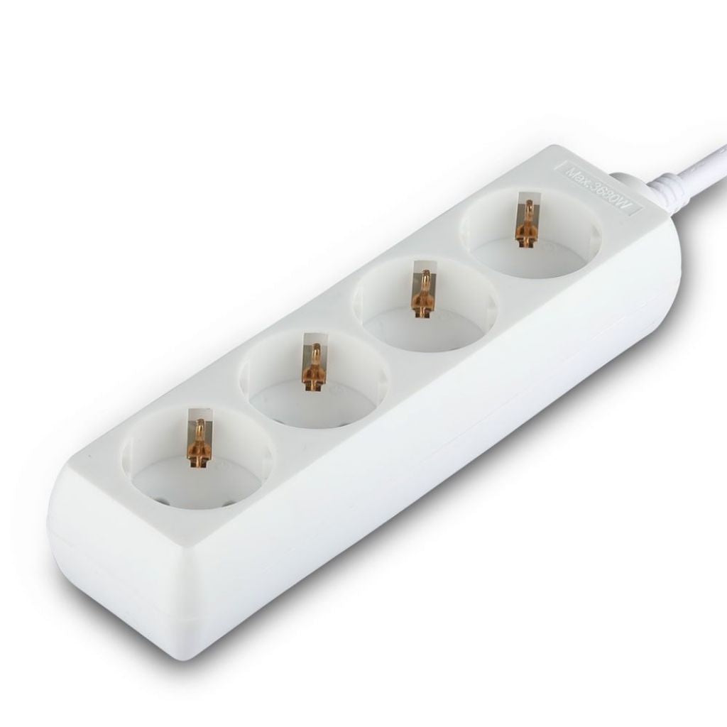 4 Ways Socket (3G 1.5MM2 X 3M) Polybag With Card White