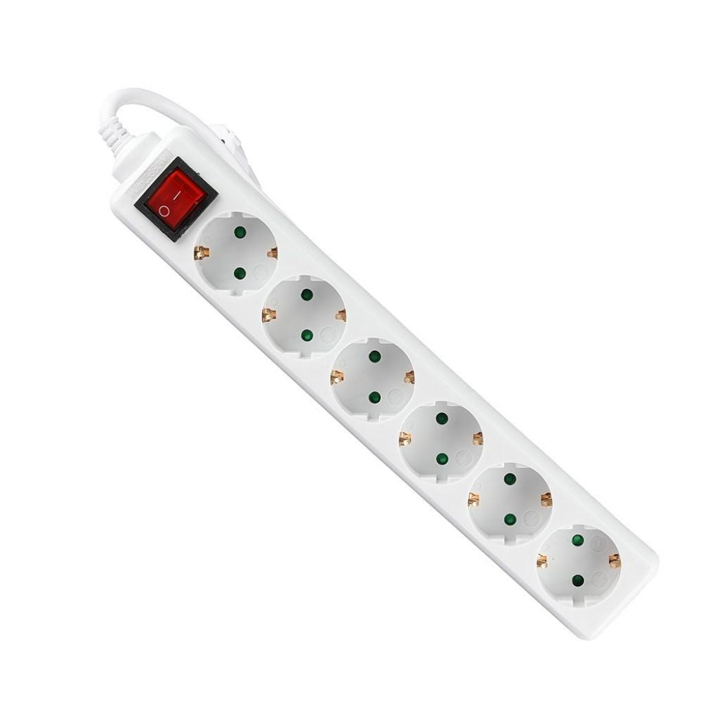 6 Ways Socket With Switch (3G 1.5MM2 X 5M) Polybag With Card White
