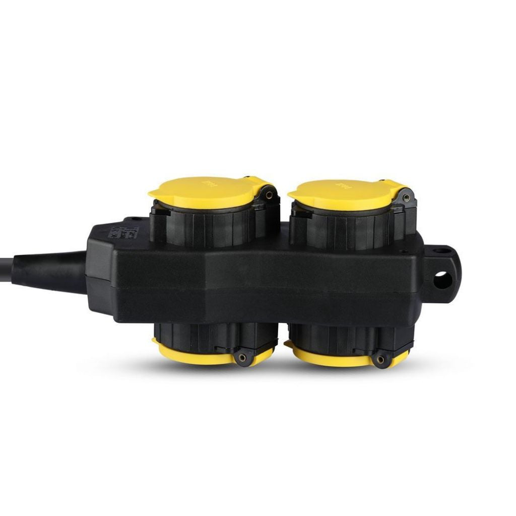 4 Ways Socket 3G 1.5MM*3M IP44 Black+Yellow