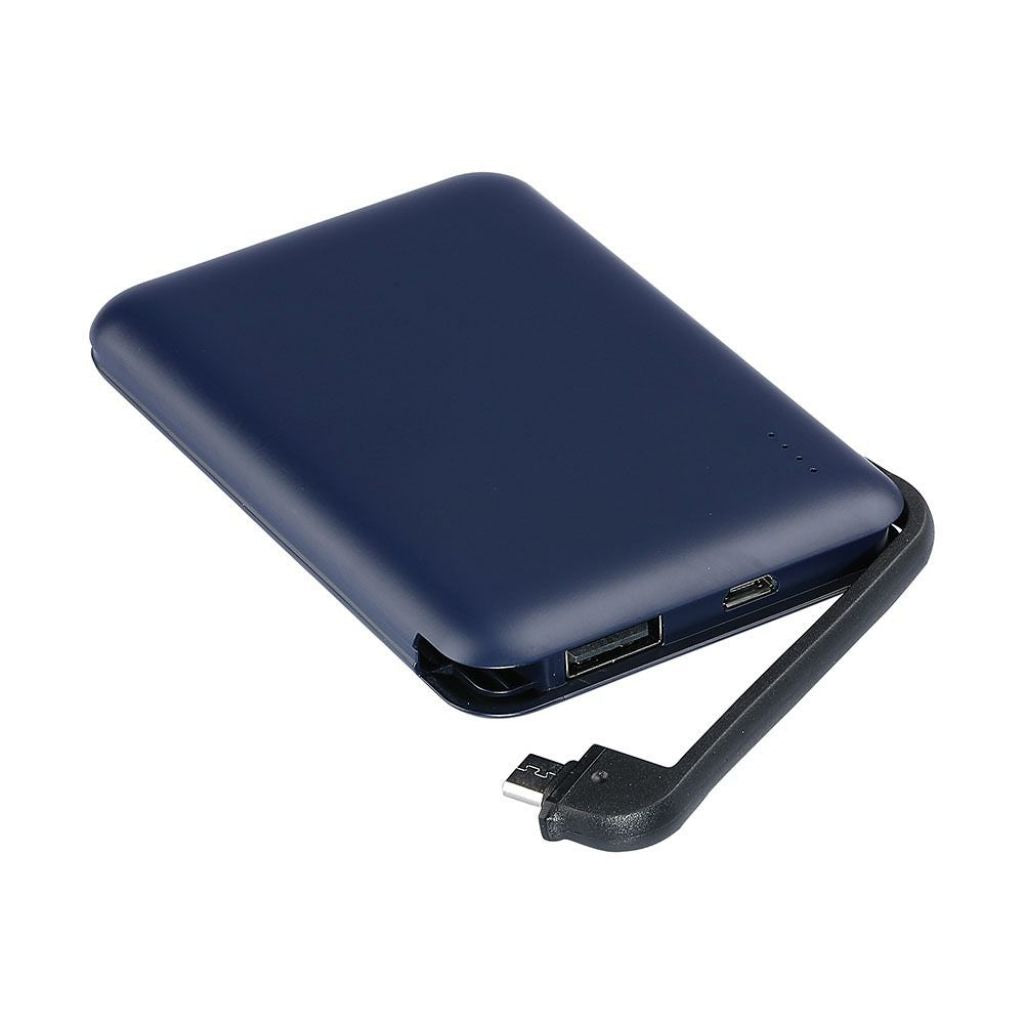 5K Mah Power Bank With Led Light Display & Built In Cable Navy