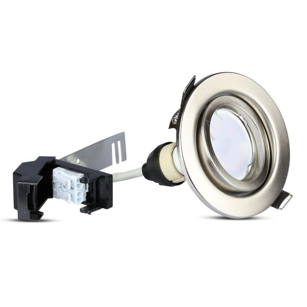 LED Spotlight - 5W GU10 With Fitting Satin Nichel Body 3000K 3pcs/Pack