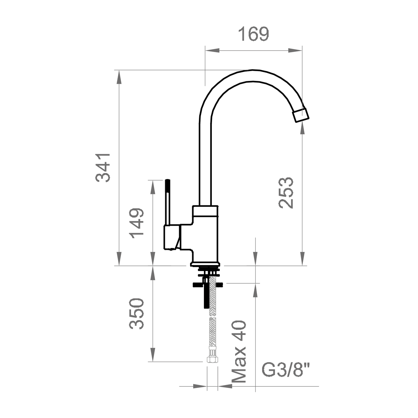 Miscelatore cucina orientabile