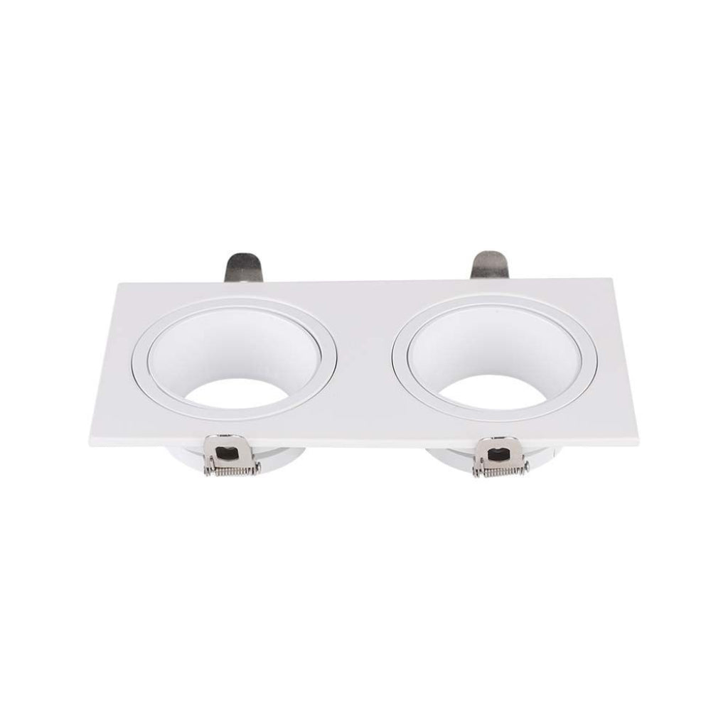 GU10 2 Head Spotlight Fitting Iron+PC White+White