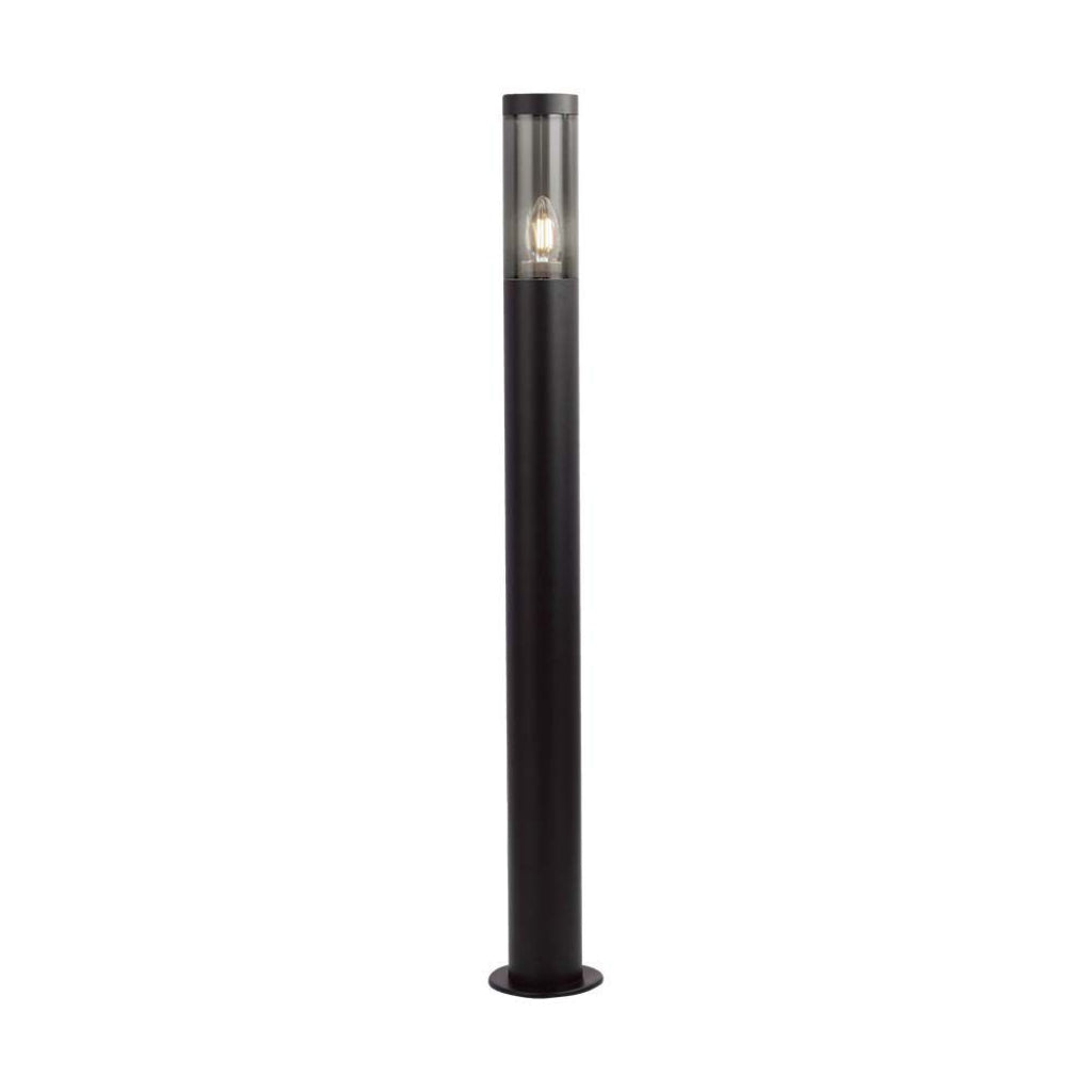 Bollard Garden Light Fitting E27 (76mmx119x1000mm) Smoke Plastic/SS Black Body IP44