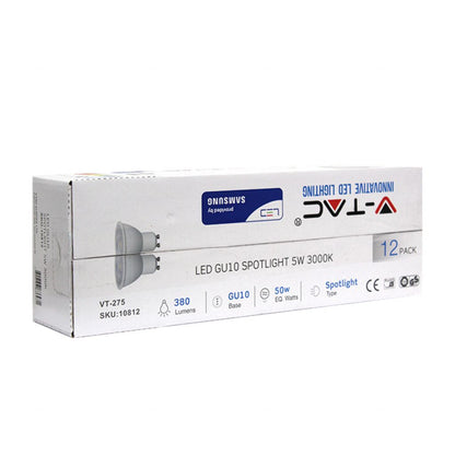 LED Spotlight Samsung Chip GU10 5W White Plastic 3000K (Box 12 Pezzi)