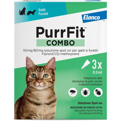 ANTIPARASSITARIO PURRFIT COMBO GATTI ELANCO - KG 1+ CF=PZ 3