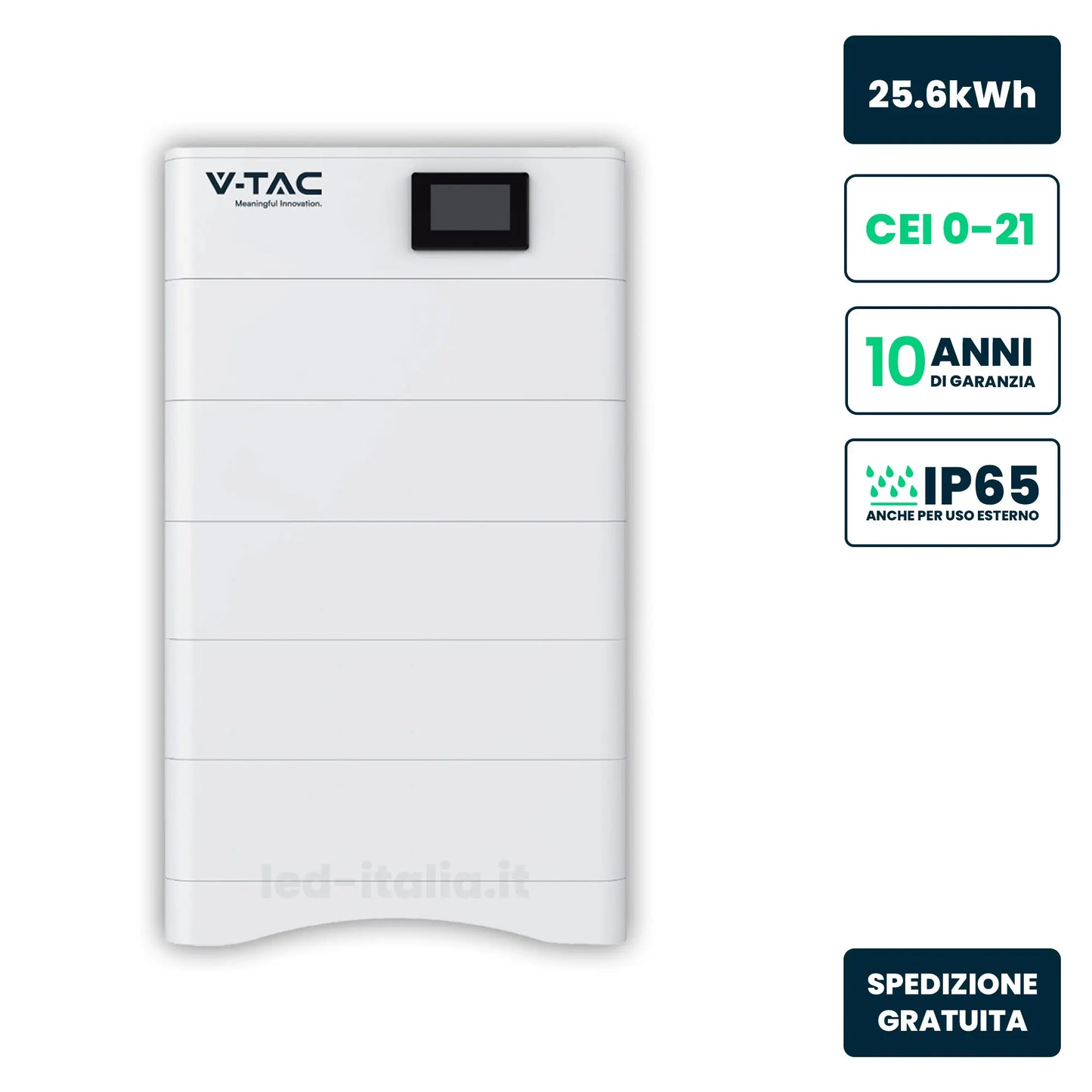 Kit di Accumulo HV 25.6kWh LFP 252.6V 100Ah 50A Bianco CEI 0-21 IP65