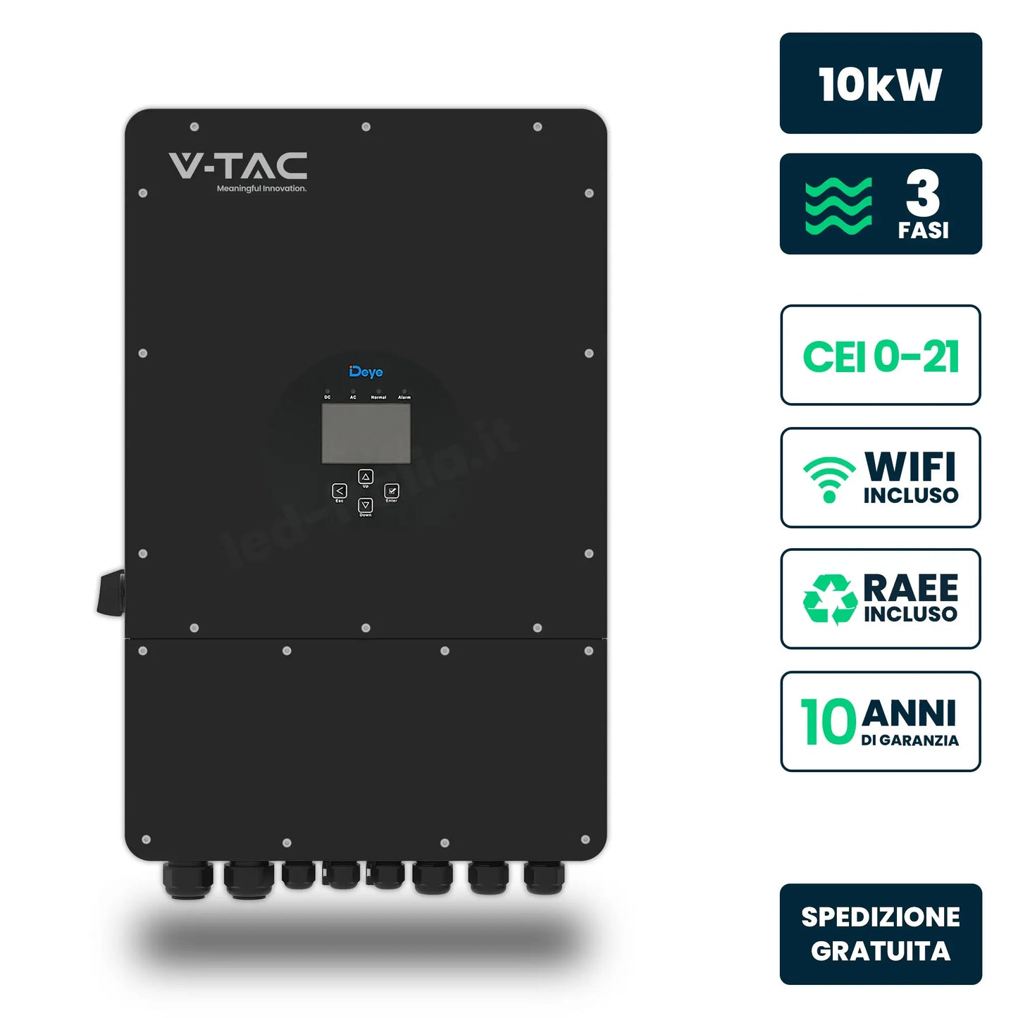 Inverter Ibrido Trifase LV Deye 10kW WiFi CEI 0-21 Nero IP65