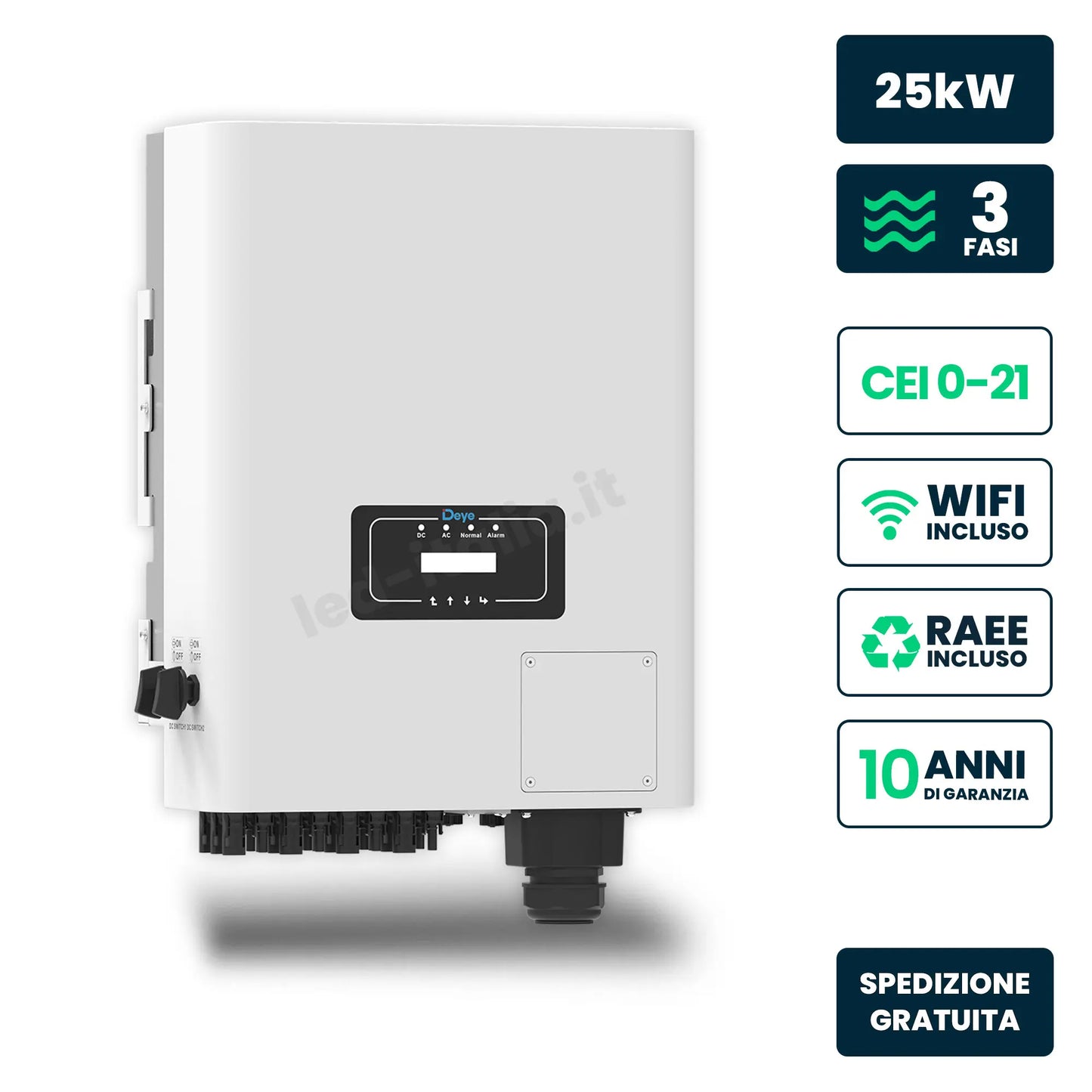 Inverter Fotovoltaico di Stringa Trifase Deye 25kW 2 MPPT CEI 0-21 IP65