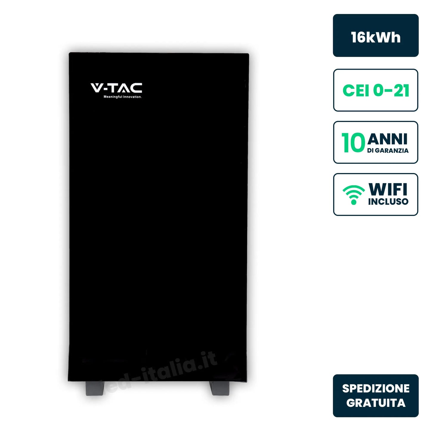 Batteria di Accumulo LV 16.07kWh LFP 51.2V 314Ah 150A WiFi Nera CEI 0-21