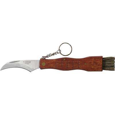 COLTELLO SERRAMANICO X FUNGHI DE LUCA - INOX/LEGNO + SPAZZOLINO CM 19