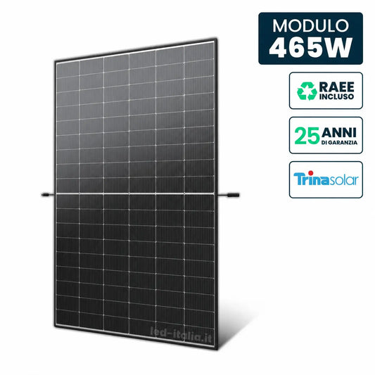 Pannello Solare 465W Trina i-TOPCon Doppio Vetro Black Frame 1762x1134x30mm