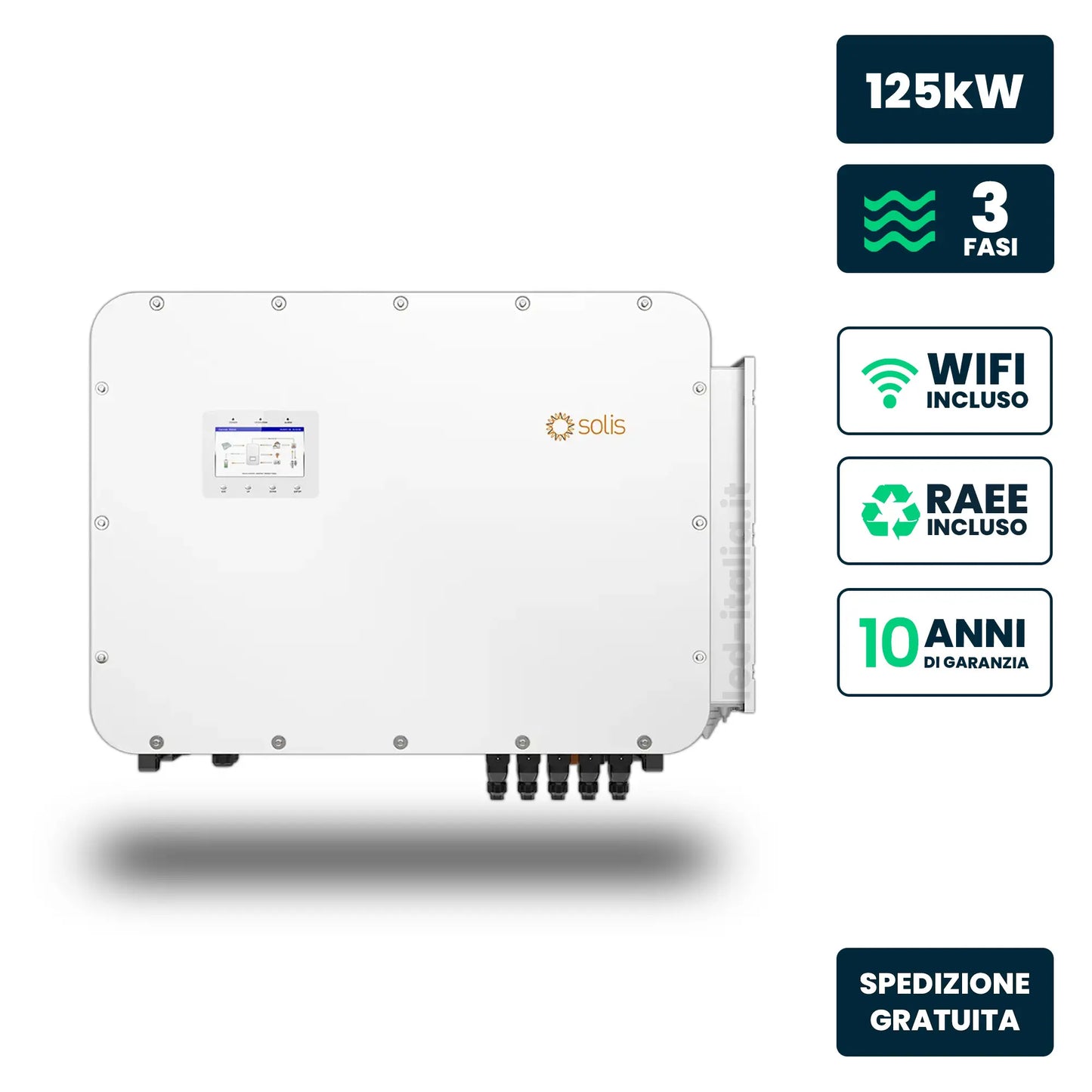 SOLIS 125KW THREE PHASE HYBRID INVERTER - DC+WIFI + DISPLAY