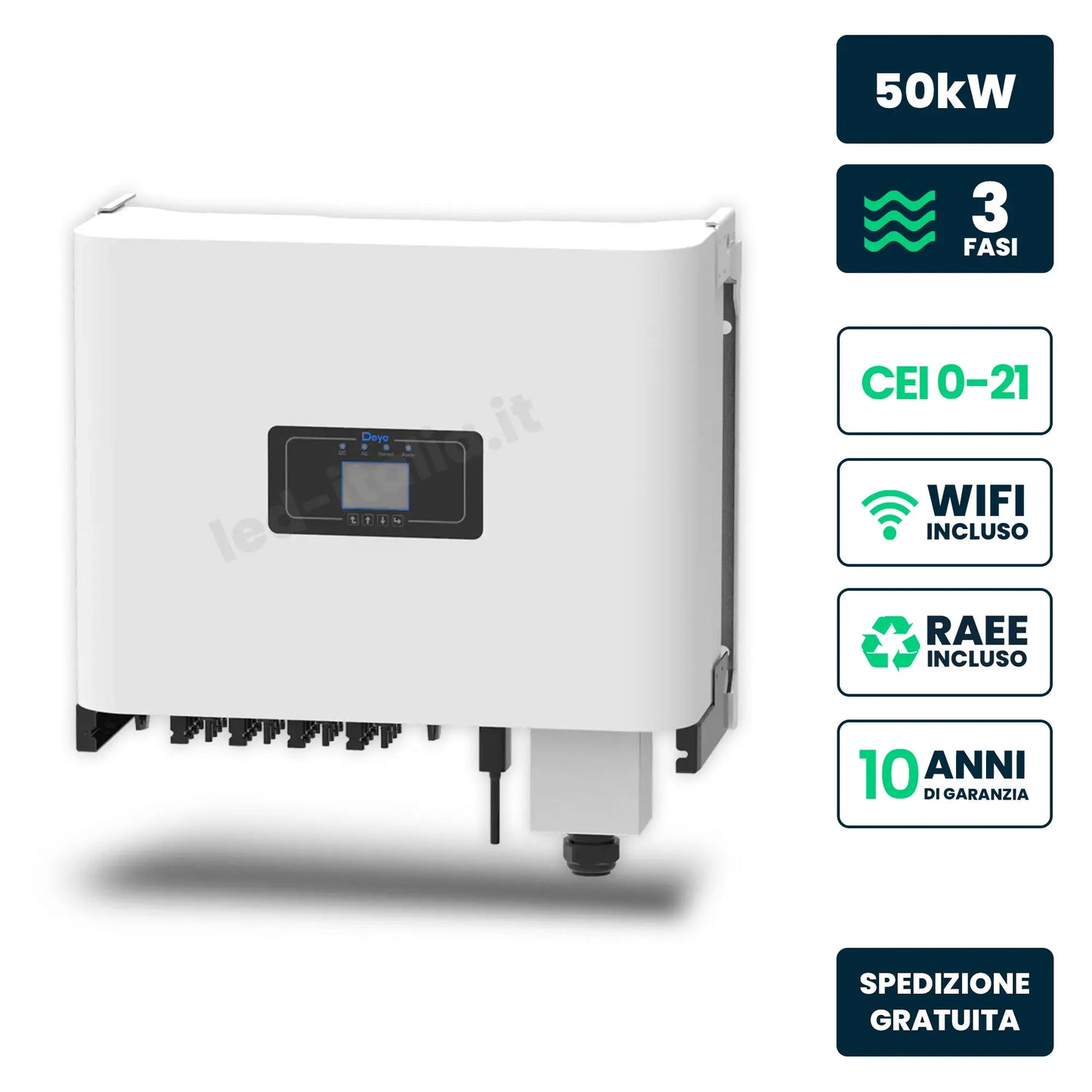 Inverter Fotovoltaico di Stringa Trifase Deye 50kW 4 MPPT CEI 0-21 IP65