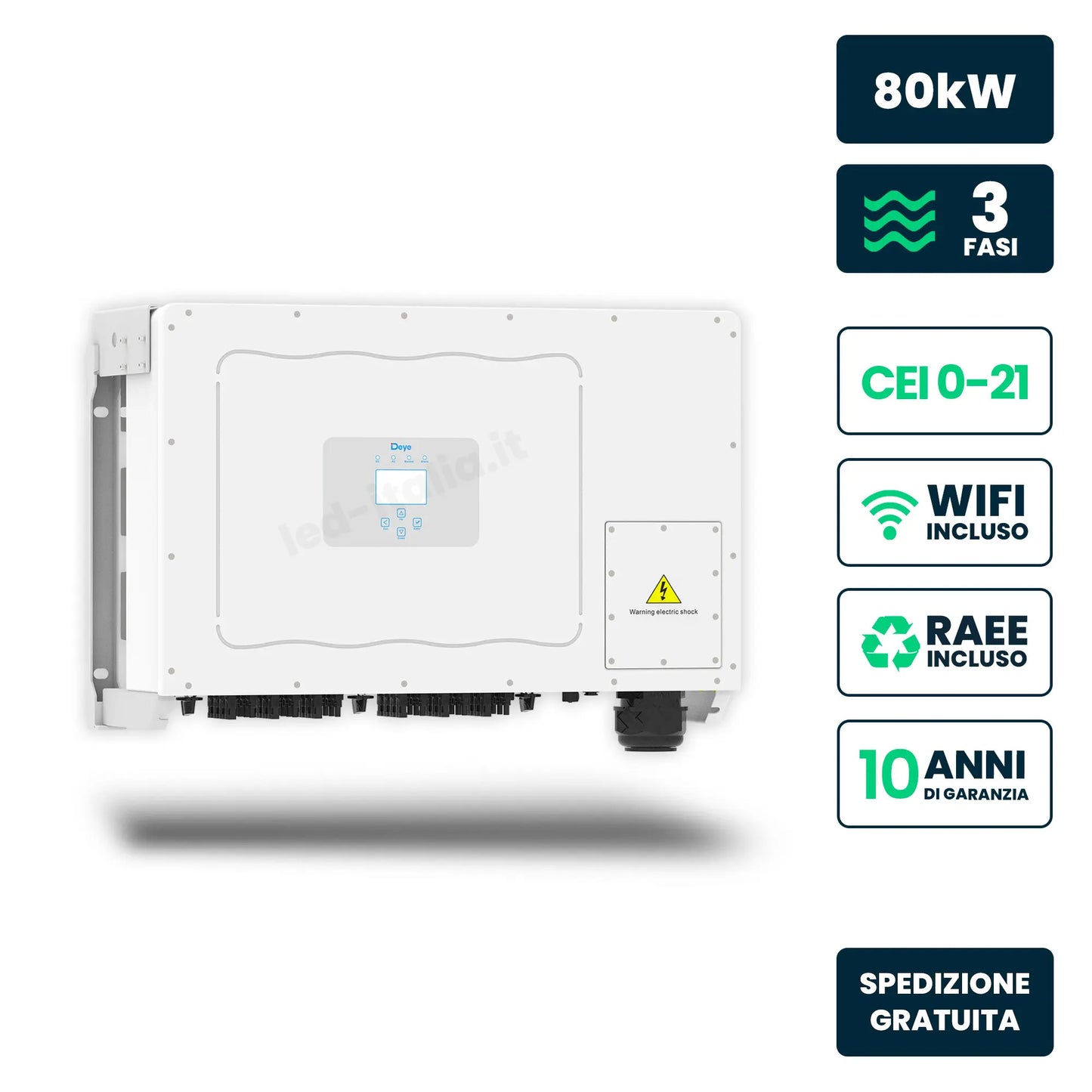 Inverter Fotovoltaico di Stringa Trifase Deye 80kW 4 MPPT CEI 0-21/0-16 IP65