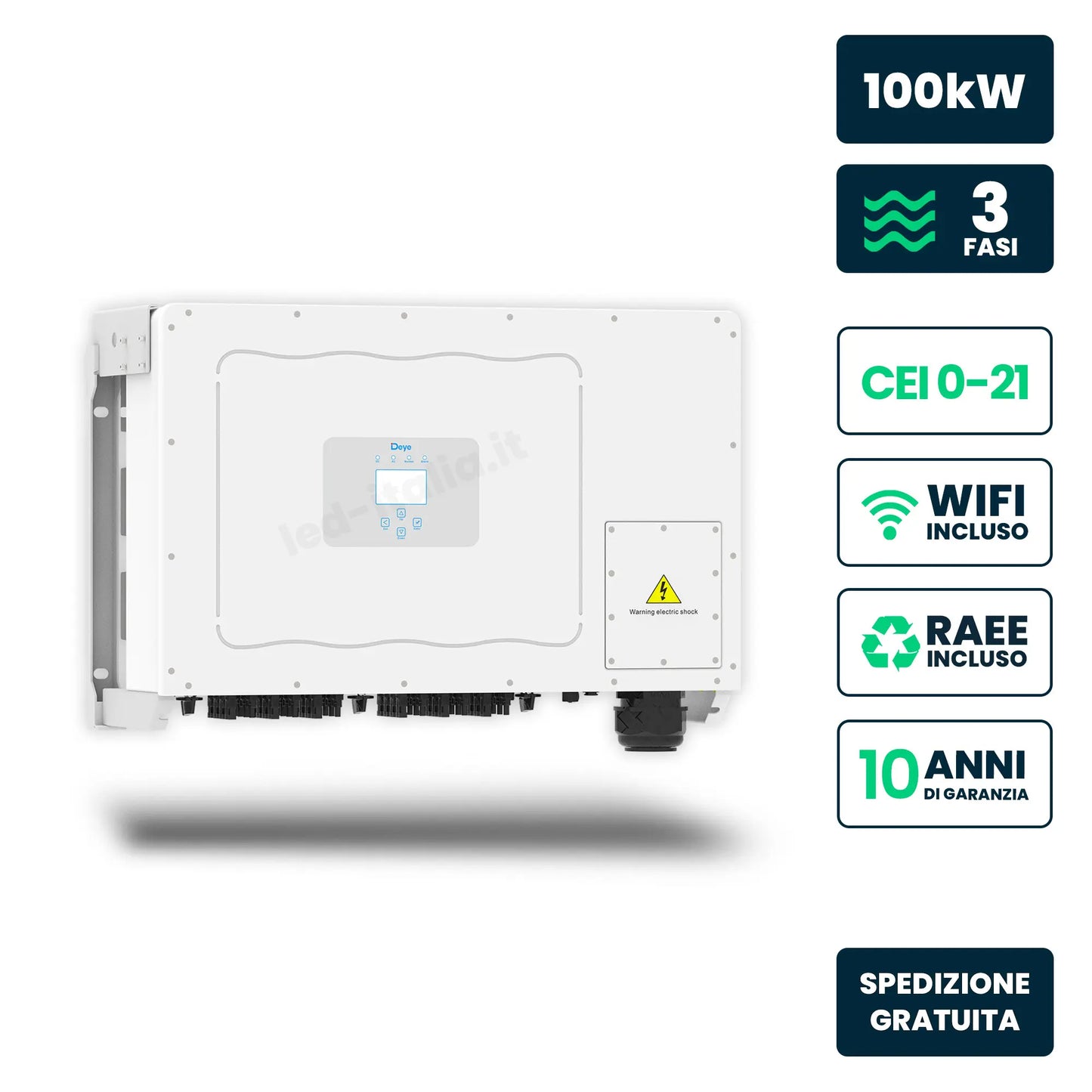 Inverter Fotovoltaico di Stringa Trifase Deye 100kW 6 MPPT CEI 0-21/0-16 IP65