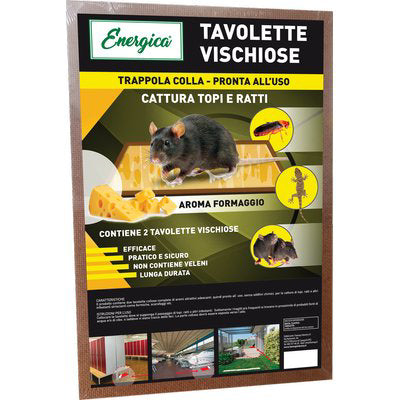 TRAPPOLA TOPI ADESIVA AROMATIZZATA ENERGICA - CM 28X19 CF=PZ 2