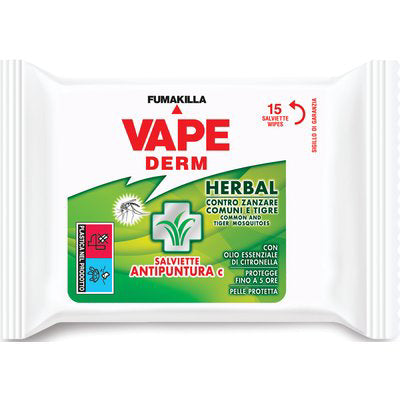REPELLENTE INSETTI SALVIETTA HERBAL VAPE DERM - CF=PZ  15