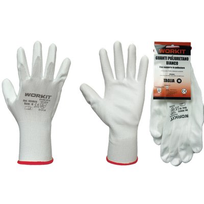 GUANTO POLIURETANO BIANCO WORKIT - MAGLIA LEGGERA SINTETICO BIANCO  8