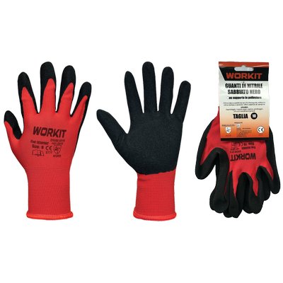 GUANTO NITRILE SABBIATO NERO WORKIT - MAGLIA LEGGERA SINTETICO ROSSO  9