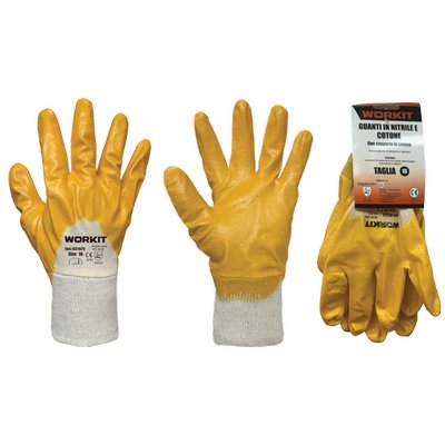 GUANTO NITRILE NBR GIALLO WORKIT - MAGLIA COTONE BIANCO  8