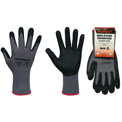 GUANTO NITRILE PUNTINATO NERO WORKIT - MAGLIA LEGGERA SINTETICO GRIGIO  9