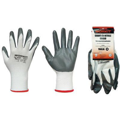 GUANTO NITRILE GRIGIO WORKIT - MAGLIA LEGGERA SINTETICO BIANCO  6