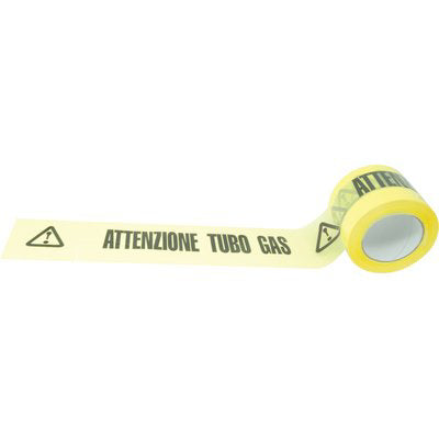 NASTRO SEGNALETICO ATTENZIONE TUBO GAS - H.MM 100 ML 200