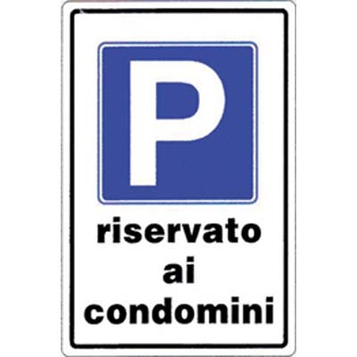 TARGA SEGNALETICA PARCHEGGIO RISERVATO CONDOMINI - PP CM 20X30