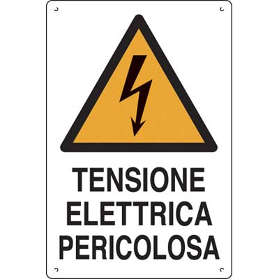 TARGA SEGNALETICA TENSIONE ELETTRICA PERICOLOSA - PP CM 40X60