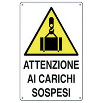 TARGA SEGNALETICA CARICHI SOSPESI - PP CM 40X60