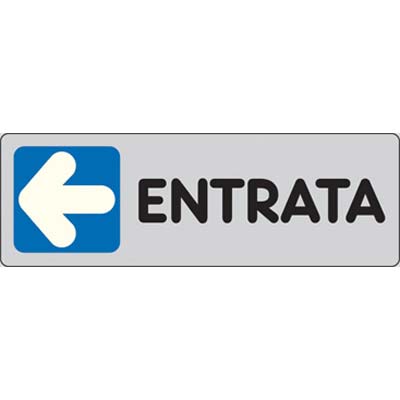 TARGA SEGNALETICA ADESIVA ENTRATA SX - VINILE CM 15X5