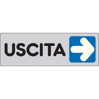 TARGA SEGNALETICA ADESIVA USCITA DX - VINILE CM 15X5