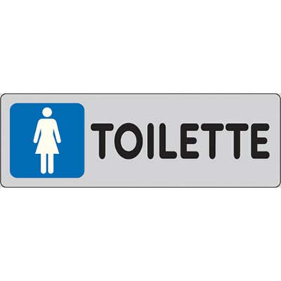 TARGA SEGNALETICA ADESIVA TOILETTE DONNA - VINILE CM 15X5