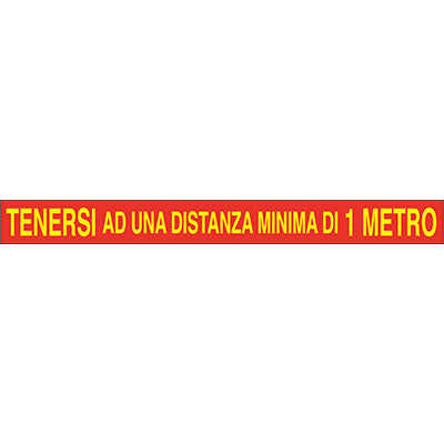 TARGA SEGNALETICA COVID ADESIVA TENERSI A DISTANZA - VINILE CM 100X7