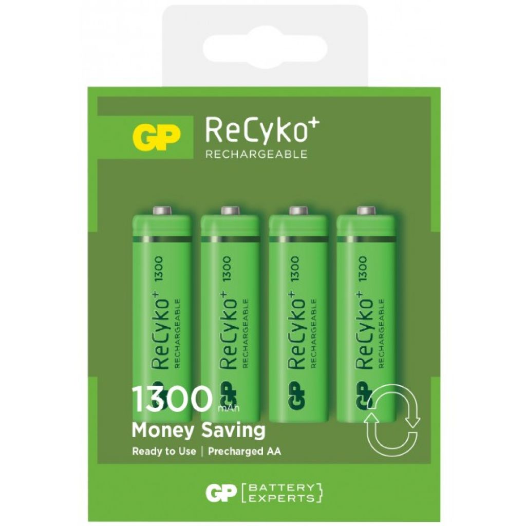 Recyko Batteria Ricaricabile 1,2V Stilo AA 1300mAh (Confezione 4 Pezzi)