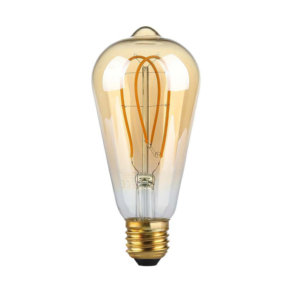 5W ST64 Long Filament Bulb 1800K Amber Glass