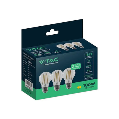12W A60 LED FILAMENT BULB-CLEAR COVER WITH 6500K E27