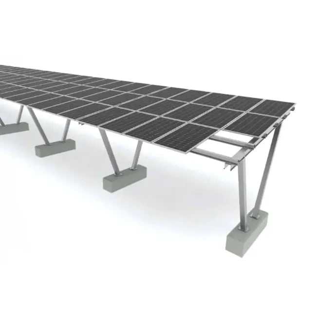 Struttura Carport Fotovoltaico Modulare a Doppia Colonna con Zavorre in Cemento
