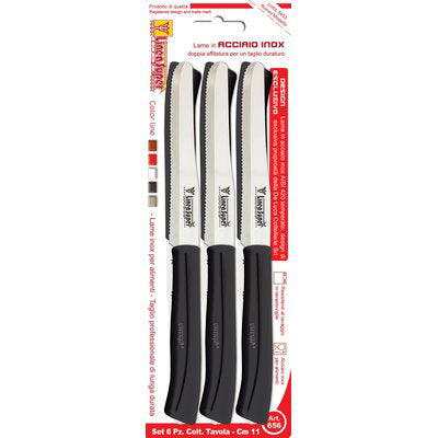 COLTELLO TAVOLA SUPER DE LUCA - MANICO PLT NERO/INOX CM 11 CF=PZ 6