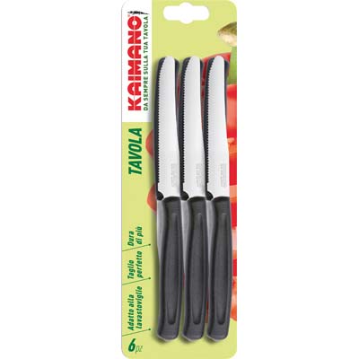 COLTELLO TAVOLA DINAMIK KAIMANO - MANICO PLT NERO/INOX CM 11 CF=PZ 6