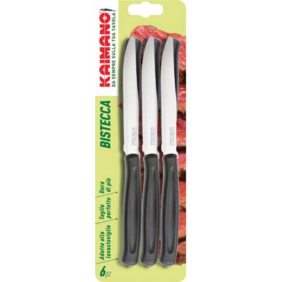 COLTELLO BISTECCA DINAMIK KAIMANO - MANICO PLT NERO/INOX CM 11,5 CF=PZ 6