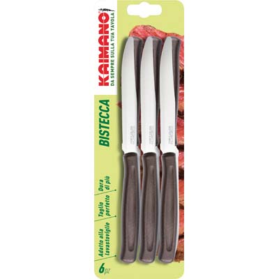 COLTELLO BISTECCA DINAMIK KAIMANO - MANICO PLT MARRONE/INOX CM 11,5 CF=PZ 6