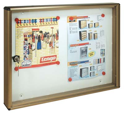BACHECA PORTA AVVISI ALUBOX - ALLUMINIO BRONZATO 2XA4 MM 550X50 H.MM 400