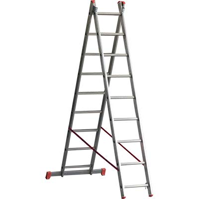 SCALA PARALLELA 2 RAMPE ORANGE 2 MARCHETTI - ALLUMINIO EN 131 H.CM 240/400 PIOLI 2X 9