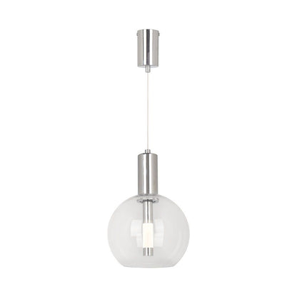 5W LED Pendant Chandelier with Contemporary Design with Transparent Glass Sphere 200*1905mm Steel Color Elegant Finish 3000K
