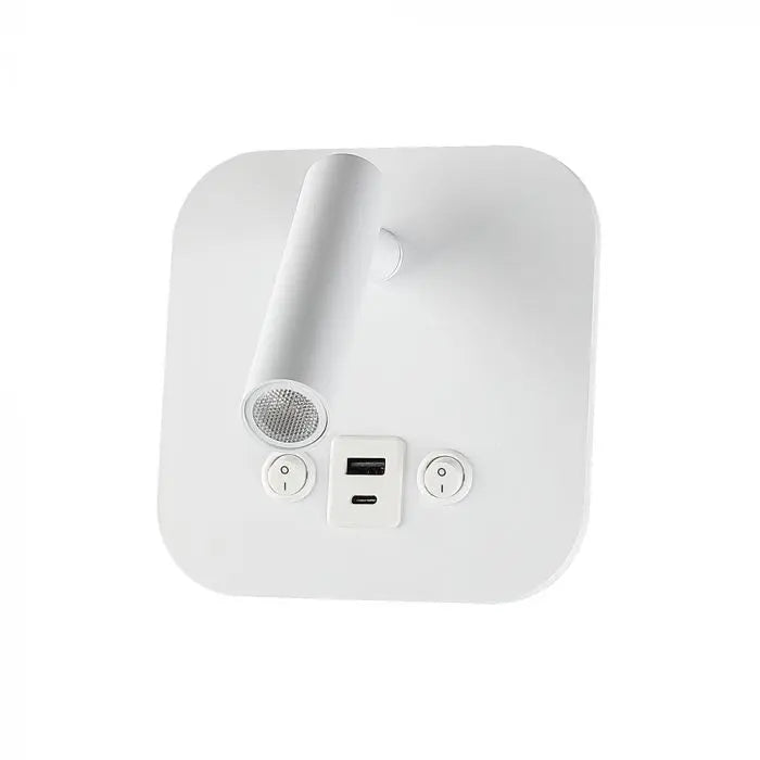 8W LED BEDSIDE LIGHT ALUMINUM+PC WITH CREE CHIP 3000K WHITE BODY IP20, USB/TYPE C CHARGING