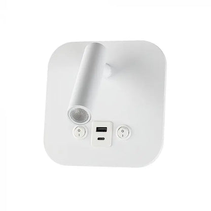 8W LED BEDSIDE LIGHT ALUMINUM+PC WITH CREE CHIP 3000K WHITE BODY IP20, USB/TYPE C CHARGING