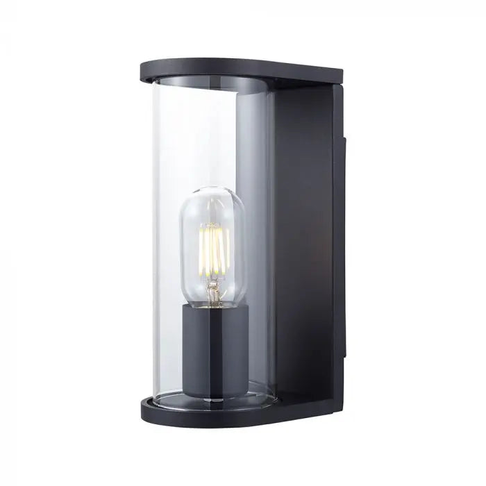 1*E27 WALL LAMP LIGHT HOLDER WITH SMOKY GLASS -MATT BLACK